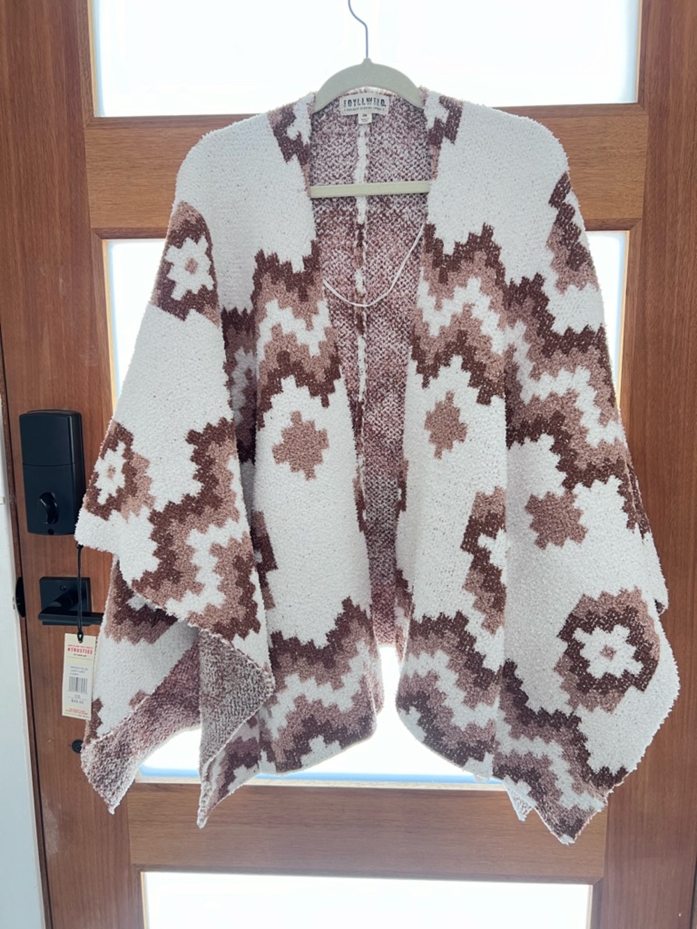 IDYLLWIND by Miranda Lambert Cozy Open-Front Aztec Knit Sweater - White & Brown